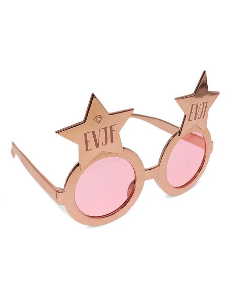 Paire de lunettes étoiles rose gold EVJF accessoires chez Festimania