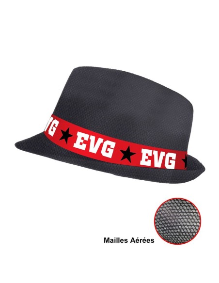 Chapeau borsalino noir avec bandeau rouge EVG chez Festimania
