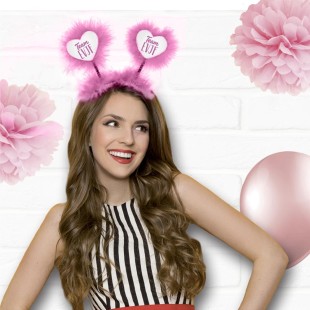 Serre-tête avec froufrou et coeurs roses Team EVJF entre copines 2