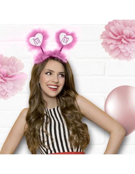Serre-tête avec froufrou et coeurs roses Team EVJF entre copines