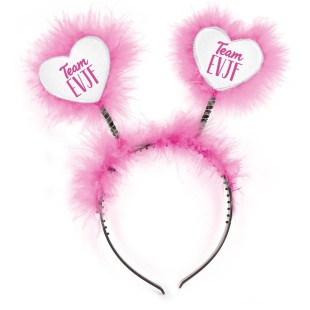 Serre-tête avec froufrou et coeurs roses Team EVJF entre copines