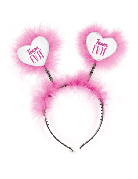 Serre-tête avec froufrou et coeurs roses Team EVJF entre copines