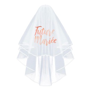 Voile blanc avec le texte Future Mariée couleur rose gold pour EVJF