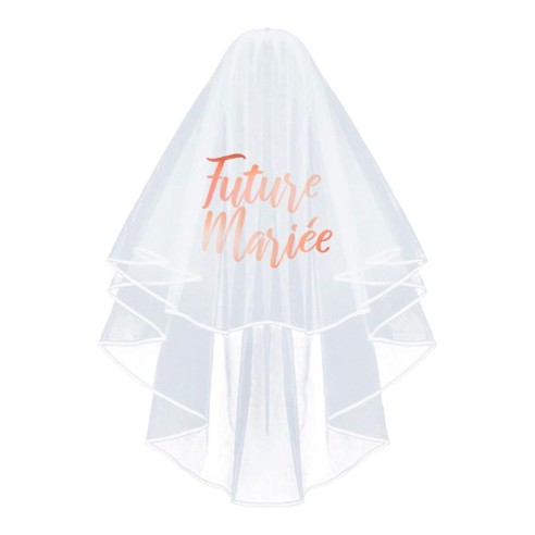 Voile blanc avec le texte Future Mariée couleur rose gold pour EVJF