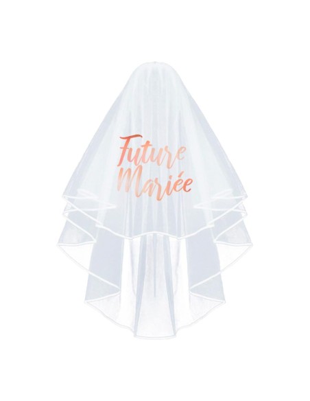 Voile blanc avec le texte Future Mariée couleur rose gold pour EVJF