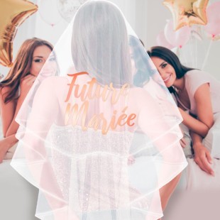 Voile blanc avec le texte Future Mariée couleur rose gold pour EVJF 2
