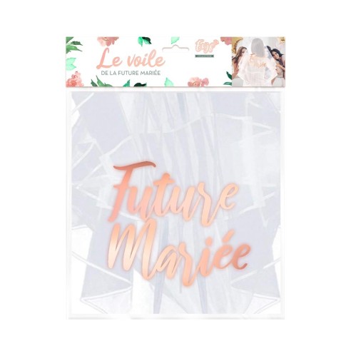 Voile blanc avec le texte Future Mariée couleur rose gold pour EVJF