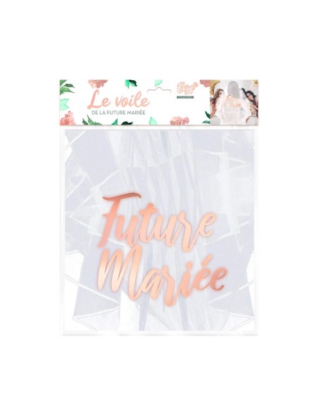 Voile blanc avec le texte Future Mariée couleur rose gold pour EVJF