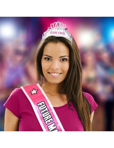 Diadème avec diamants rose et argent Future Mariée pour EVJF