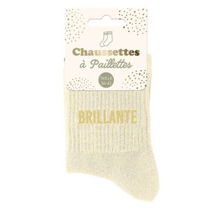 Paire de chaussettes paillettes beiges avec l'inscription Brillante 2