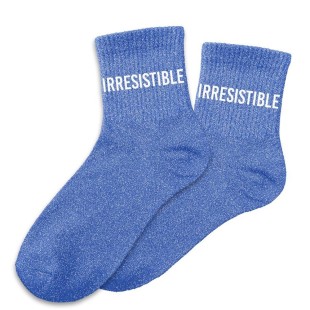 Chaussettes humoristiques paillettes bleu Irrésistible à offrir