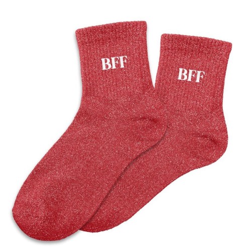 Chaussettes paillettes rouge BFF Best Friend Forever