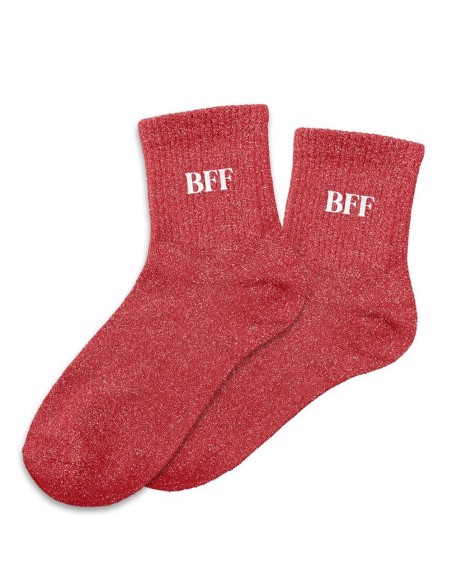 Chaussettes paillettes rouge BFF Best Friend Forever