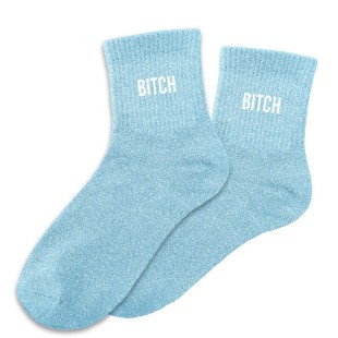 Chaussettes paillettes bleu Bitch pour un cadeau original entre amies