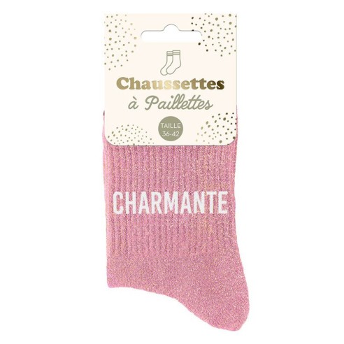 Chaussettes paillettes rose Charmante pour faire un cadeau original