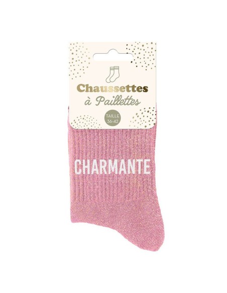 Chaussettes paillettes rose Charmante pour faire un cadeau original