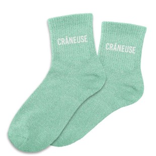 Chaussettes paillettes turquoise Crâneuse pour un cadeau original