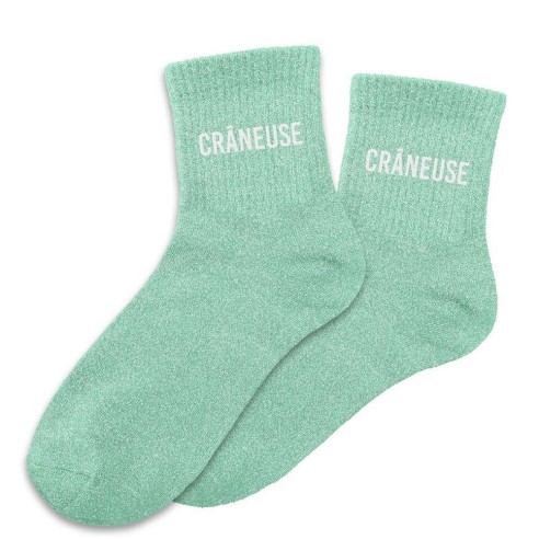 Chaussettes paillettes turquoise Crâneuse pour un cadeau original