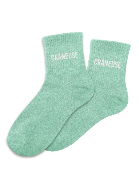 Chaussettes paillettes turquoise Crâneuse pour un cadeau original