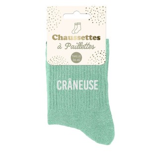 Chaussettes paillettes turquoise Crâneuse pour un cadeau original 2