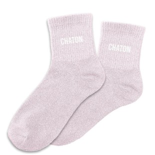 Chaussettes paillettes lilas Chaton pour un cadeau original