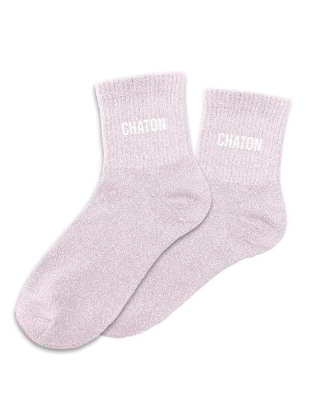 Chaussettes paillettes lilas Chaton pour un cadeau original