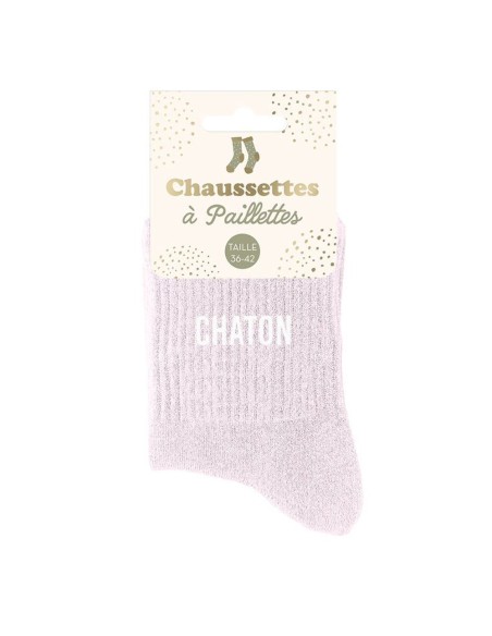 Chaussettes paillettes lilas Chaton pour un cadeau original