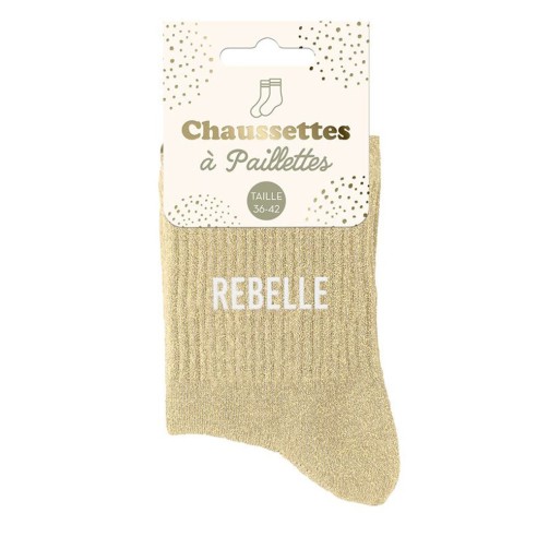 Chaussettes paillettes beige Rebelle à porter en toutes circonstances