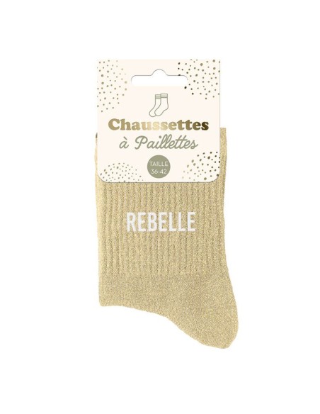 Chaussettes paillettes beige Rebelle à porter en toutes circonstances