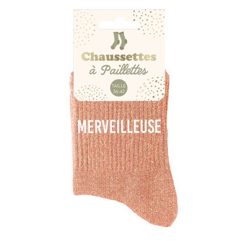 Chaussettes paillettes saumon Merveilleuse pour un cadeau original