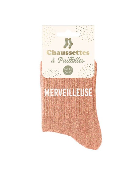 Chaussettes paillettes saumon Merveilleuse pour un cadeau original