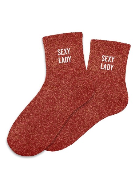Chaussettes paillettes rouge Sexy Lady pour un cadeau original