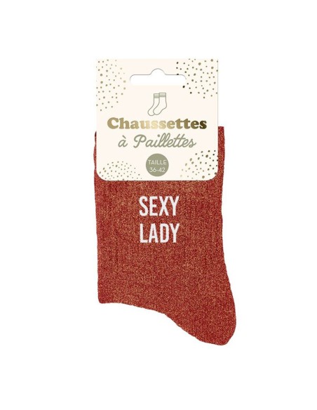 Chaussettes paillettes rouge Sexy Lady pour un cadeau original