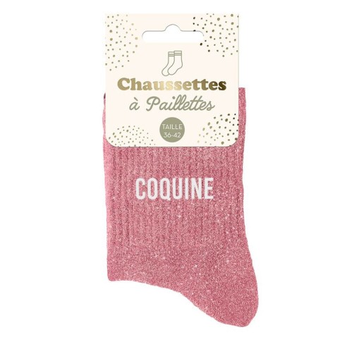 Chaussettes paillettes rose Coquine à offrir en cadeau original