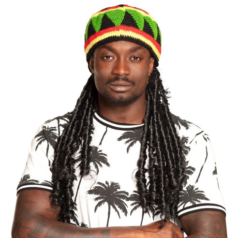 Bonnet Rasta avec dreadlocks pour déguisement adulte
