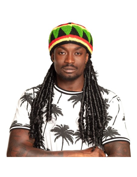 Bonnet Rasta avec dreadlocks pour déguisement adulte