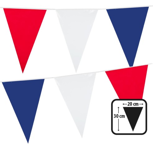 Guirlande fanions tricolore bleu blanc rouge supporter France 10m