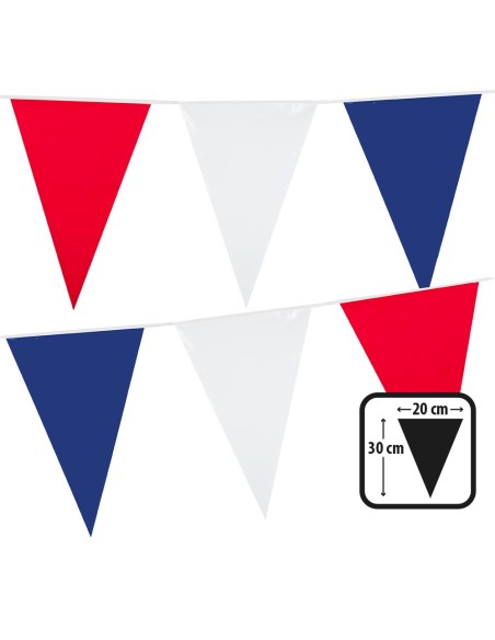 Guirlande fanions tricolore bleu blanc rouge supporter France 10m