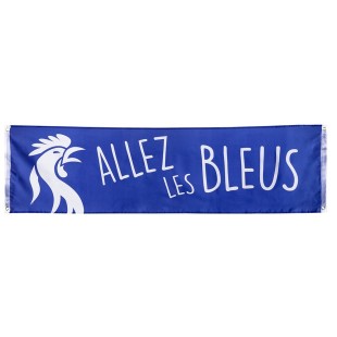Bannière bleue Coq Français Allez les Bleus 180cm pour supporter