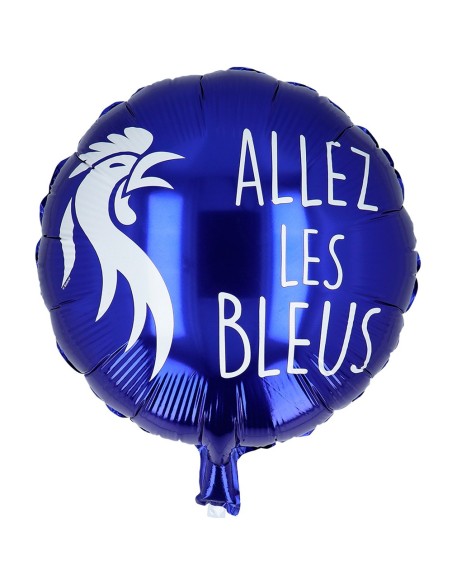 Ballon alu bleu Coq Français Allez les Bleus 45cm pour supporter