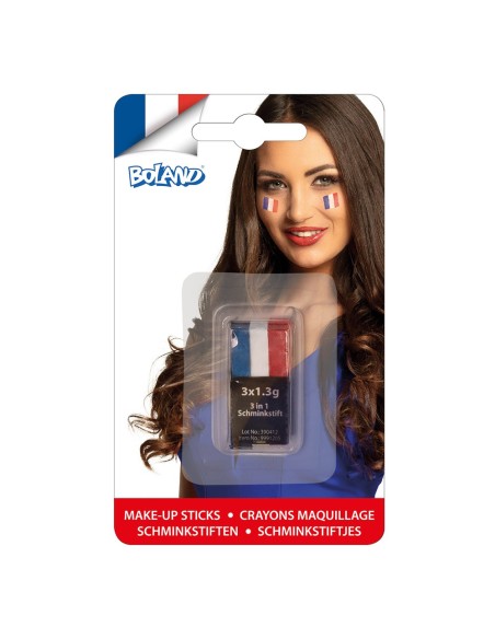 Stick maquillage bleu blanc rouge pour supporter l'équipe de France