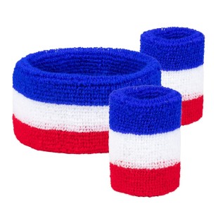 Set 3 bandeaux tricolore bleu blanc rouge France pour supporter 2