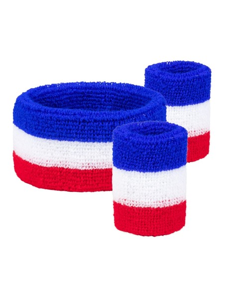 Set 3 bandeaux tricolore bleu blanc rouge France pour supporter