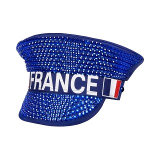 Casquette bleue avec strass pour supporter l'équipe de France 2