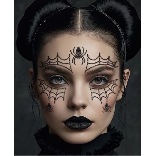 Strass maquillage visage toile d'araignée