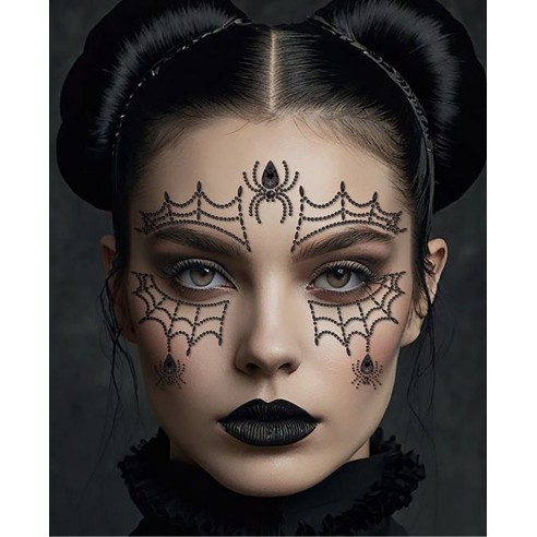 Strass maquillage visage toile d'araignée