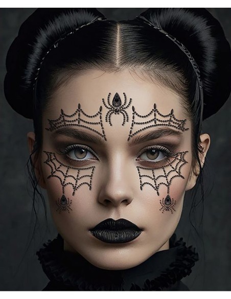Strass maquillage visage toile d'araignée