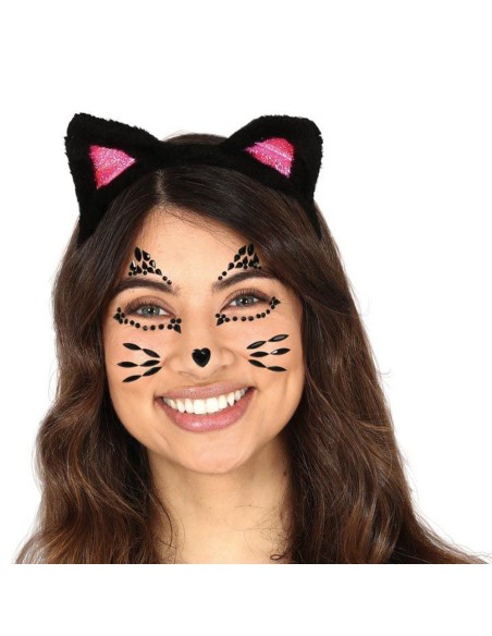 Strass maquillage visage chat noir