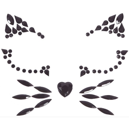 Strass maquillage visage chat noir