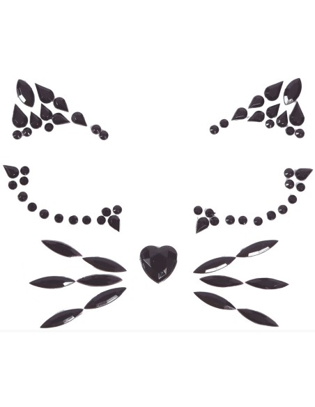 Strass maquillage visage chat noir